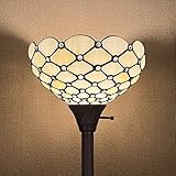 Thatyears Tiffany Torchiere Floor Lamps White Beads Style Stained Glass 12X12X69 Inches Antique Pole
