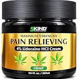 5kind Extra Strong Lidocaine Cream with Hemp,10.1 fl oz Pain Relief Cream - Lidocaine Cream Maximum Strength Soothing Pain Relief Massage Gel - Lidocaine Numbing Cream Muscle Pain Relief -Made in USA