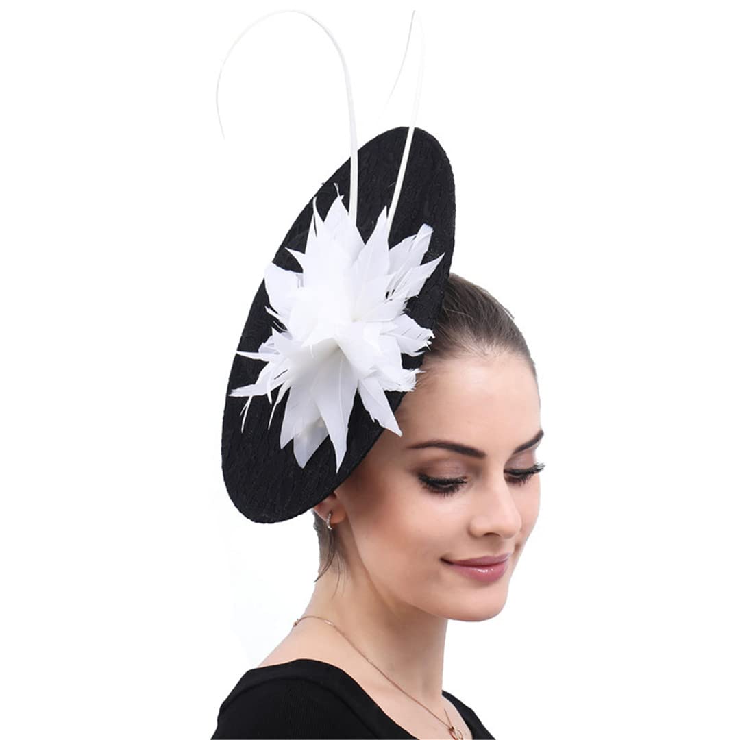Lmtossey Sombrero De Plumas para Mujer, Tocado De Flores Decorativas para Mujer, Tocado, Accesorios Nupciales para El Cabello De Boda