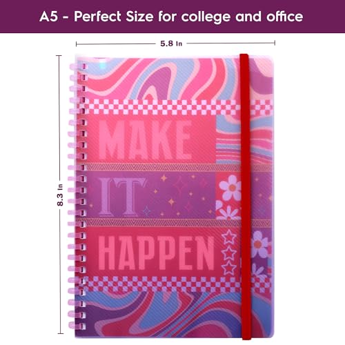 Image of DOODLE A5 Soft Spiral Wiro Notebook with Elastic Band Closure & Pen Holder | Beautifully Printed PP Cover | 160 Ruled Pages | Perfect for School, College & Office Use - Success Starter