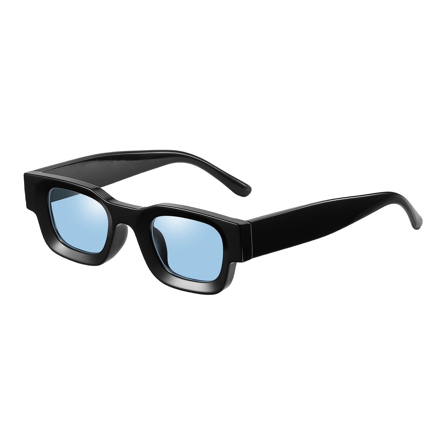 JCTAIFOO Retro Polarisierte Rechteck Sonnenbrille Damen Herren Vintage Rechteckig Kleine Quadratische Chunky Gläser UV400 Schutz