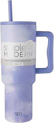 Miniatura 159 de Simple Modern Colección Trek Vaso de 40 fl oz con asa y tapa con popote, botella de agua reutilizable de acero inoxidable, aislada, de viaje, apta