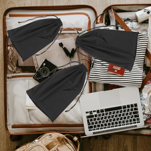 QfwdfcTrenz 5Pcs Microfiber Drawstring Protection Pouch, Black Ski Goggle Bags Soft Storage Case for Snow Goggles, Sunglasses Case, Ski Mask, Camera Lenses