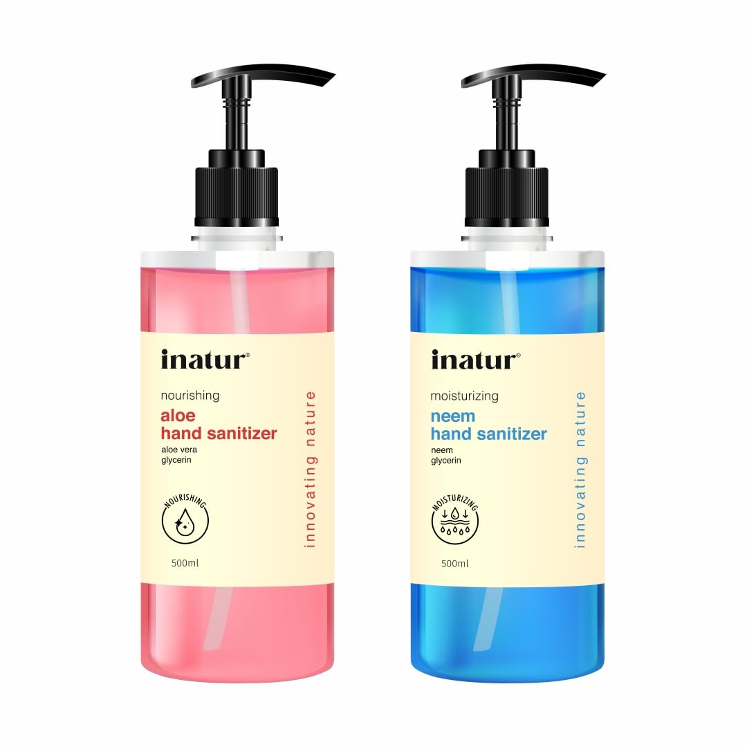 Inatur Aloe and Neem Hand Sanitizer 500ml Combo | Alcohol-Based, Kills 99.9% Germs | Antibacterial with Aloe Vera & Neem | Gentle on Skin, Safe for Surfaces | Hand Sanitizer Gel for Daily Hygiene (B0DCC7XHP1) Amazon Price History, Amazon Price Tracker