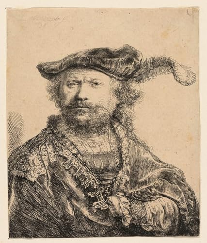 Rembrandt Van Rijn Autoportrait affiche d'art mural 60x90cm de célèbres tableaux