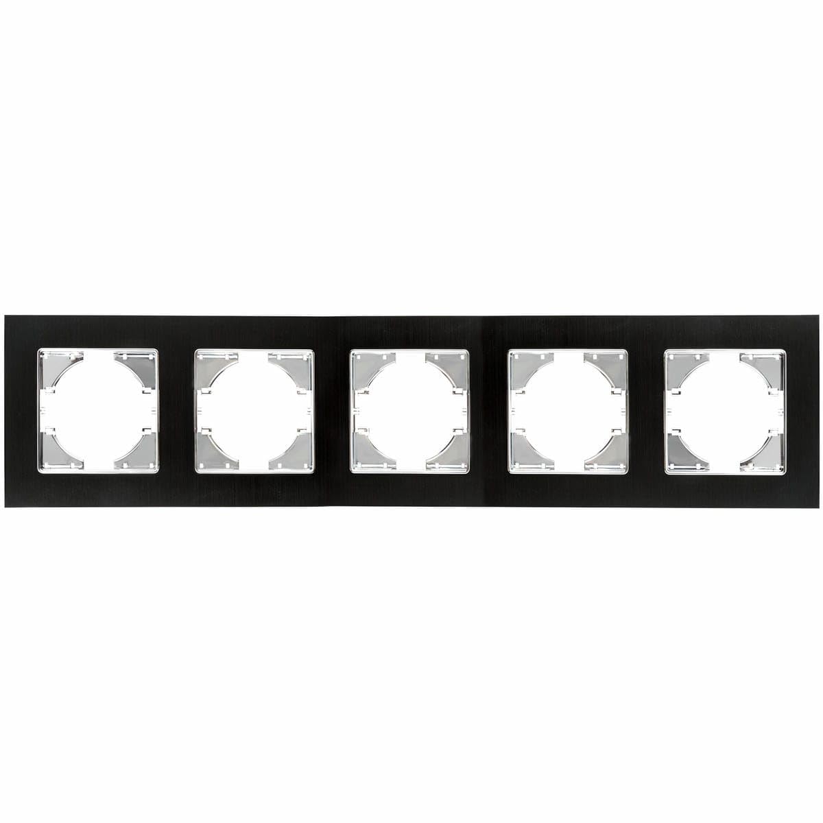 Cadre encastré noir 5 postes horizontal : design épuré pour spot intérieur