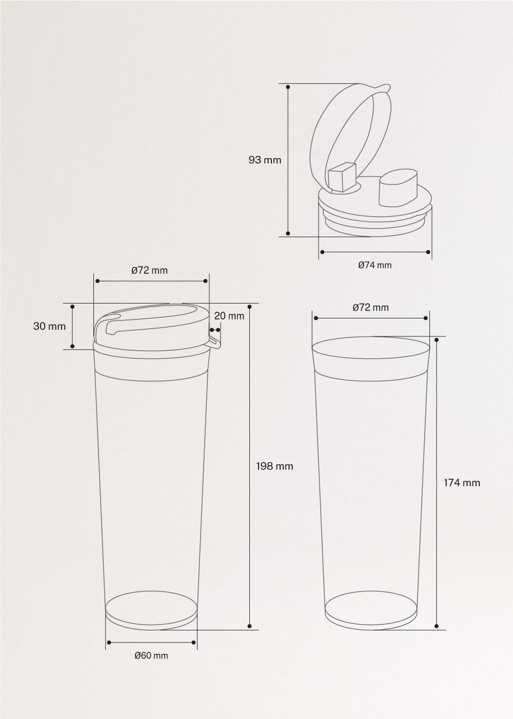 CREATE/MOI STUDIO/Blender avec verre amovible Sable/Mixeur pour smoothies et milk-shakes, 400 ml en verre, usage unique, sans BPA, portable, lames en acier inoxydable, 230W