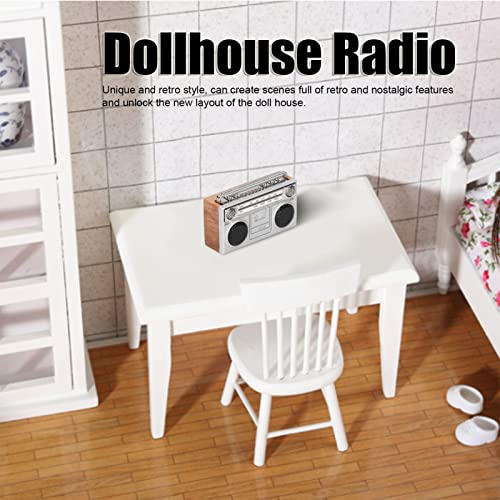 Dollhouse Radio Toy, Composite Wood+Alloy Simulated Miniature Retro Radio 1:12 Scale Dollhouse Accessories Weihnachten Guojiajia Toy - Image 4