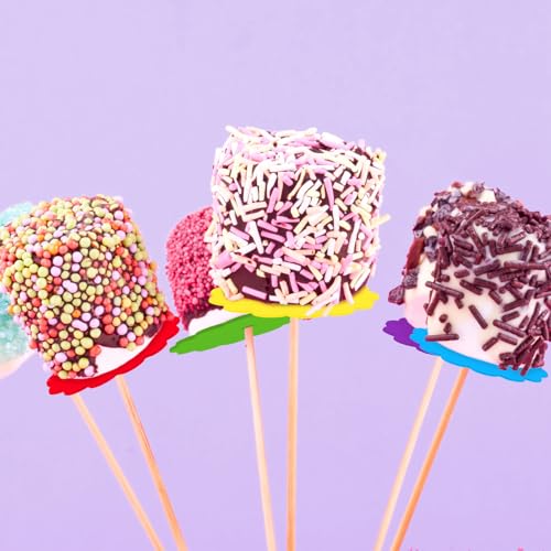 Tiangrid 100 Pcs Scalloped Cake Pop Boards with Hole 2 Inch Mini Round Candy Cake Base Cardboards for Baby Shower Dessert Table Cupcakes Pastries Birthday Party Wedding Supplies(Multicolor) by Tiangrid - Image 3