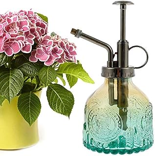 Jetcloud Glass Watering Spray Bottle, 200ml Vintage Plant Spritzer Watering Can with Bronze Plastic Top Pump, Small Plant Sprayer Mister for Indoor Potted Plants Terrariums Flowers (Green)