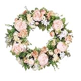 Corona de peonías Artificiales, Coronas de Puerta, Corona Floral de peonía Redonda para Puerta Delantera, decoración del hogar, Boda, Flores
