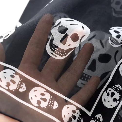 Mazeology Skull Scarf Genuine Pure Silk Soft Chiffon 58.5” Long Scarf Gothic Punk Pirate Black/White 26” Wide for Women/Men Trendy Fashion Accessory4