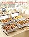 VEVOR Rectangle Chafing Dishes, 9 Qt 4 Pack Stainless Steel Chafing Dish, Food Warmer Chafer Complete Set with Hollow Handle, 2 Food Tongs, Lid, Canister Holder, Chafer Dishes for Banquet Wedding