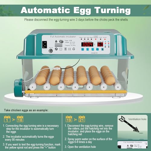 Image of CoInceptus 36 Eggs Incubators for Hatching Eggs,Egg Incubator with 4 Automatic Incubate Mode,Chicken Incubator with Automatic Egg Turning Humidity Display,Quail Egg Incubator with Egg Candle