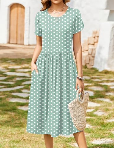 Image of Zeagoo Womens Summer Dresses Casual Aline Midi Dress Short Sleeve Floral Tshirt Dress Flowy Beach Sundresses with Pockets