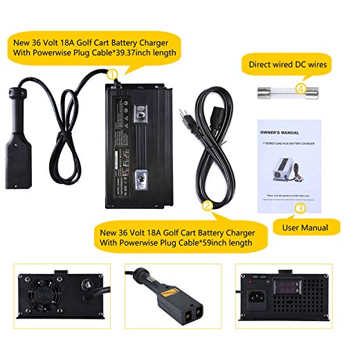 OHMOTOR Golf Cart Battery Charger Rapid Charge Club Car Battery Charger for EZGO Yamaha (36V18A-D Style) - Thumbnail 6