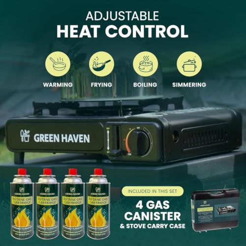Green Haven Portable Camping Stove | 4 Butane Gas, Carry Case - Image 4