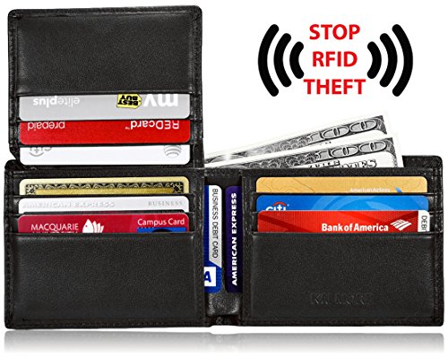 KALMOR Men's RFID Blocking Extra Slim Multi-Card Leather Bifold Pocket Wallet with Id Window2