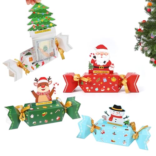 KASESSS 4 Piezas Caja Sorpresa de Sacar Dinero en Efectivo, Cajas Sorpresa Navidad, Dibujo Animado Cajas de Dinero Sorpresas de Feliz Navidad, Cajas Regalo Dineros, Regalos para Padres Amantes Amigos