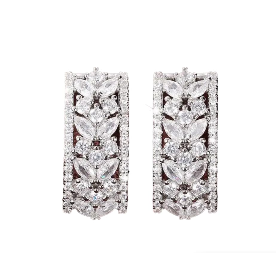 925 Silver Plated Zircon Bohemian Drop Earrings
