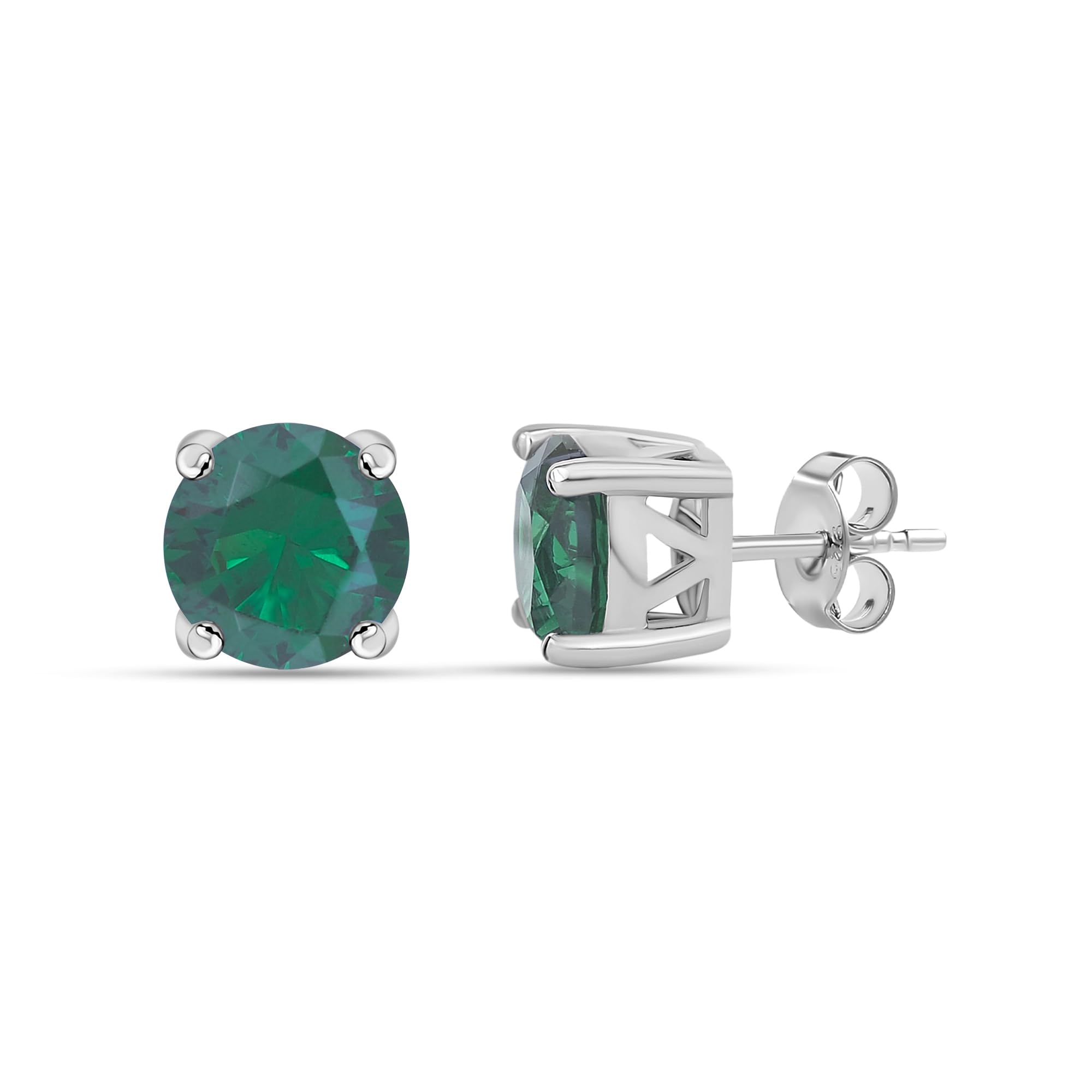 Ornate Jewels 925 Silver Round Green Emerald Solitaire Studs Earring for Women and Girls Stylish Birthday Gifts (B077SLZVQS) Amazon Price History, Amazon Price Tracker