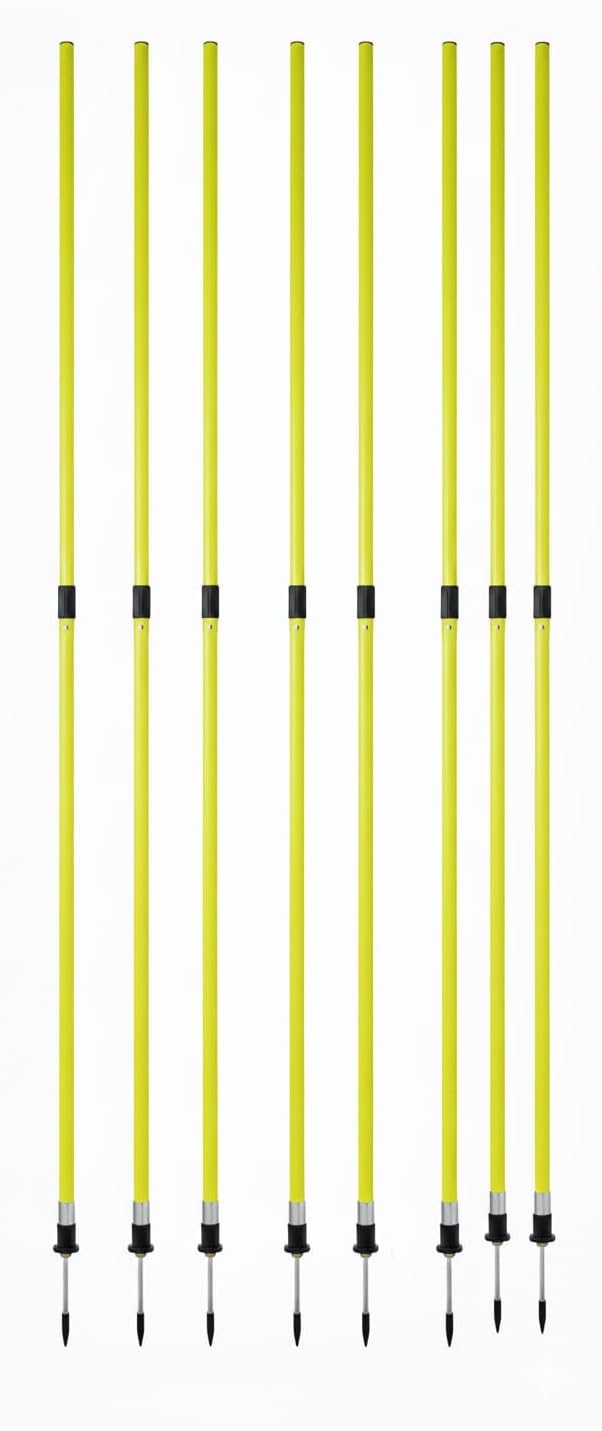 Protoner Agility Poles, Ground Poles, Slalom Poles for Field Training, Cricket, Football, High Visibility Neon Yellow, 5 Feet, Set of 2 (8)-image-14