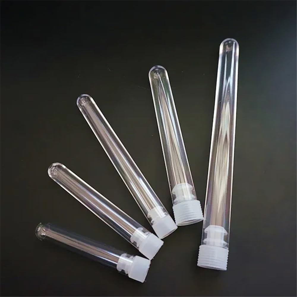 Equipos y suministros de laboratorio Lote de 50 tubos plástico transparentes con tapón blanco y fondo redondo
