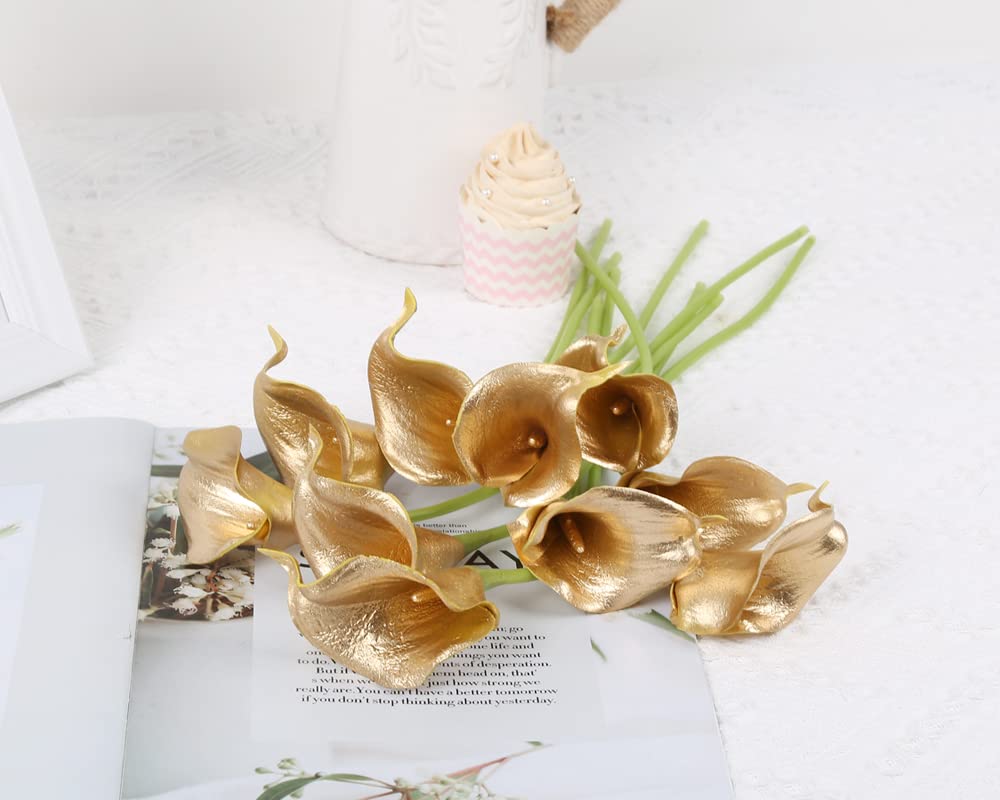 Amazon.com: IPOPU Gold Flowers, 24pcs Gold Calla Lilies Artificial