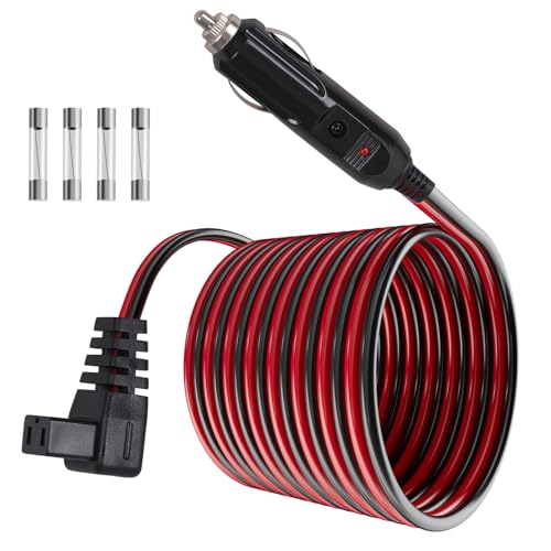 Basysion 12V/24V Car Refrigerator DC Power Cord, Car Fridge Cooler Power Supply Cables Replacement for JoyTatus Setpower ICECO ARB BougeRV Alpicool COSTWAY ERB(14AWG 9.84FT)