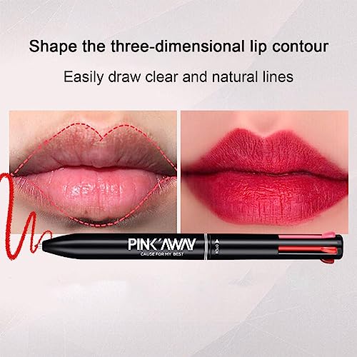 4 in 1 Lip Liner | Lip Pencil Pressed 4 Color in 1 Lip Liner Pencil,Long Lasting Lip Liner Pencil for Daily Makeup & - Image 6