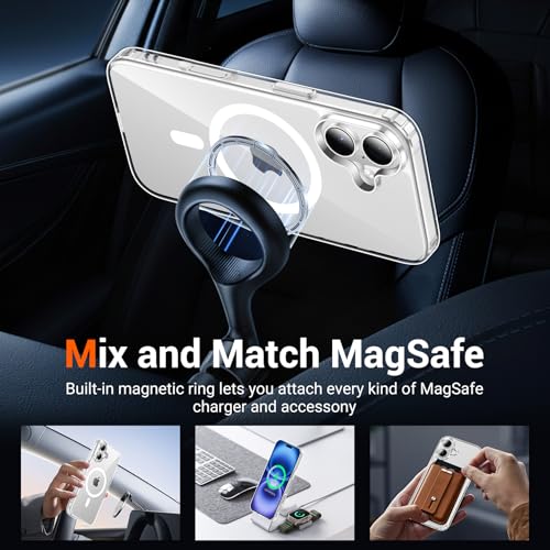 Image of for iPhone 16 Case Clear, [Compatible with Magsafe][Anti-Yellowing][Military-Grade Protection] Shockproof Slim Phone Case for iPhone 16 6.1 inch, Clear