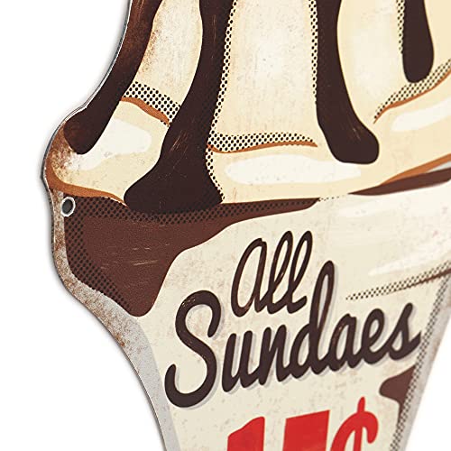 Open Road Brands Ice Cream Sundae Metal Sign - Vintage Diner Ice Cream Sign For Home Decorating - All Sundaes 15 Cents #TOP3