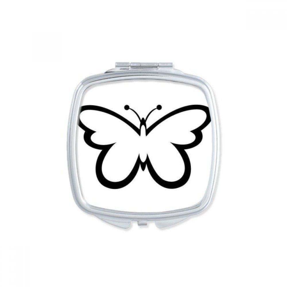 Miroir de poche peinture carrée rose papillon maquillage compact