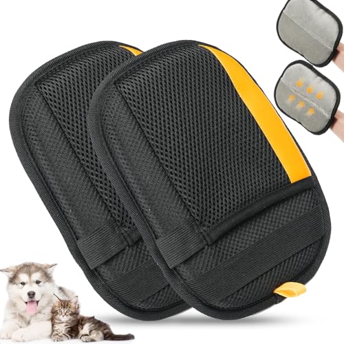 Boqibyon Lot de 2 gants d'épilation électrostatiques pour animaux domestiques, brosse magique pour enlever les poils d'animaux domestiques, lavables et...