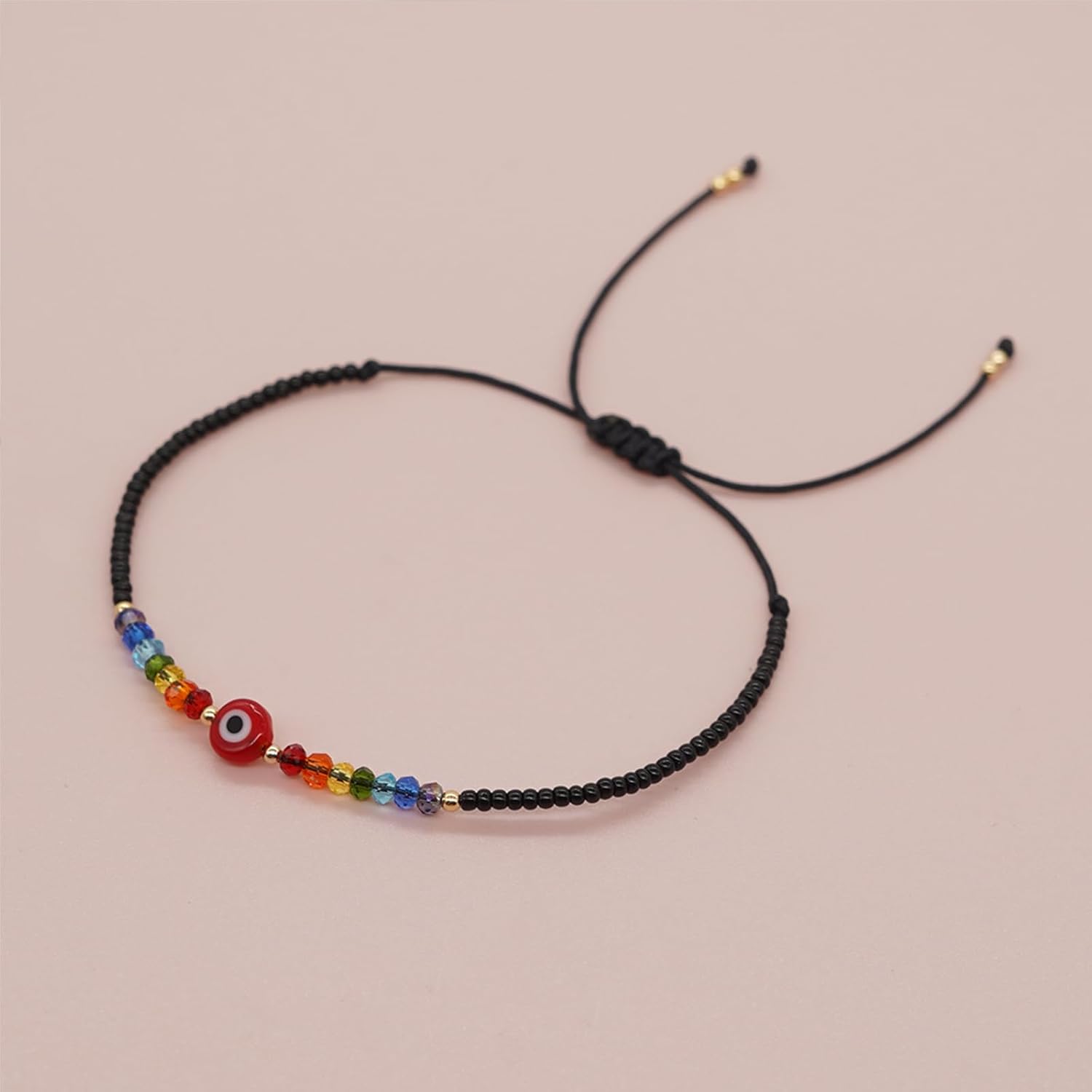 Colorful Evil Eye Beaded Braided Bracelet for Woman, Trendy Handmade Crystal Beads Adjustable String Rope Lucky Protection Bracelets Friendship Holiday Fashion Jewelry Gift - Image 3