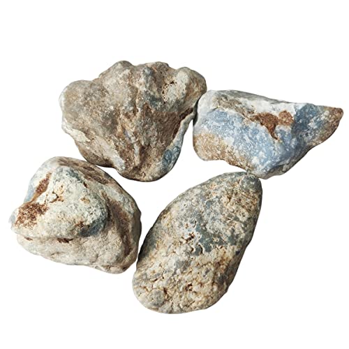 Image of Angelite Raw Crystal Stones 1kg | 3-4 Pcs of Natural Angelite Rough Gemstone for Home Decor, Vastu, Meditation & Crystal Collection | Unshaped Decorative Stones