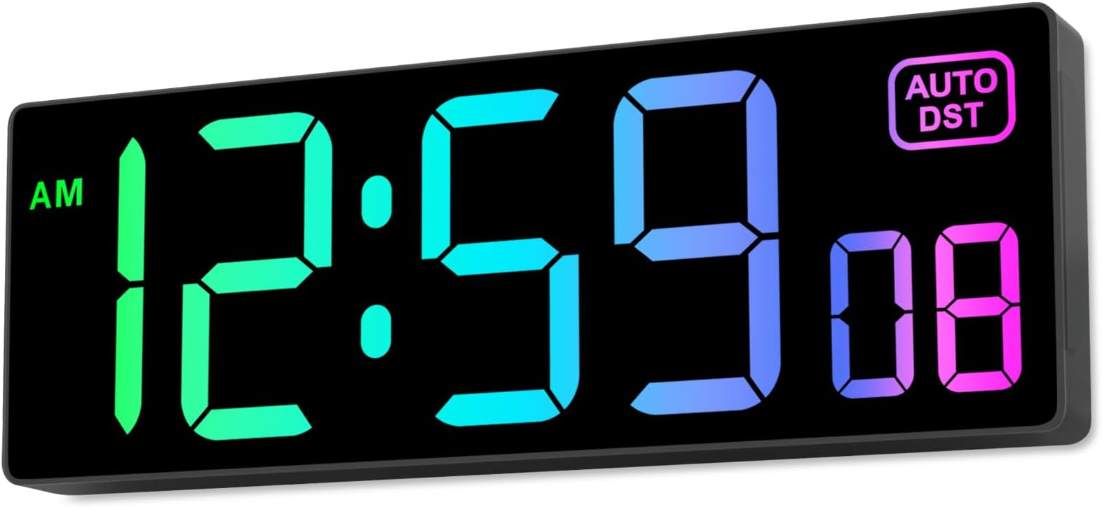 Digital Wall Clock with Seconds 8 RGB Color Changing Large Display