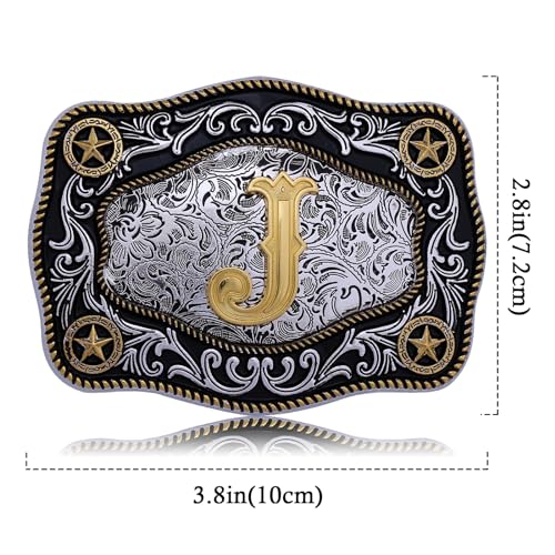image for Absbolo Western Belt Buckle Initial Letters ABCDJMR to Z Large Gold Co