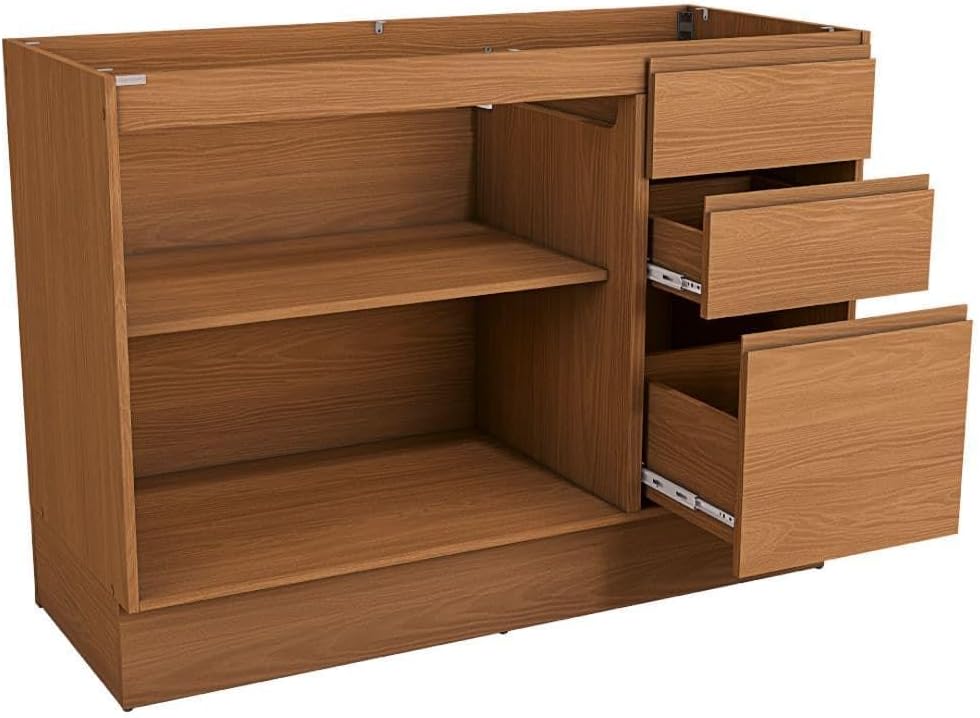 Interior view of Kappesberg R626-CN Sink Cabinet with open drawers and shelf