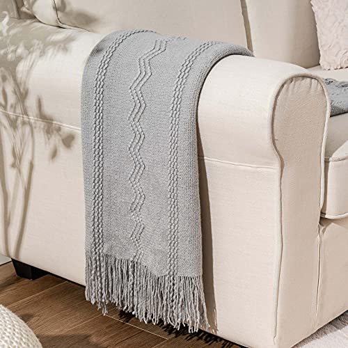 BATTILO HOME Light Grey Throw Blanket for Couch, Geometric Grey Bed Throws Decorative Boho Blanket for Sofa Living Room, 50"x60" by BATTILO HOME - Used condition - Image 2