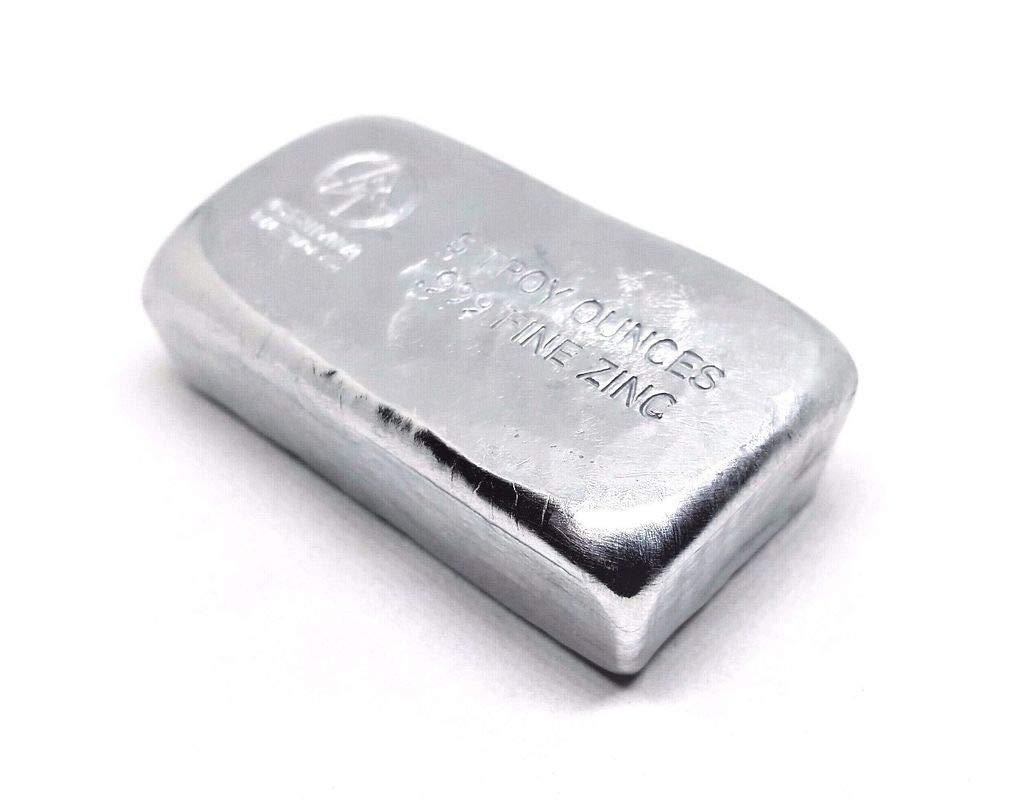 Precious & Valuable metals / Zinkbarren Sammlung: 5 Unzen Zinkbarren Zn, 155 bis 160 Gramm
