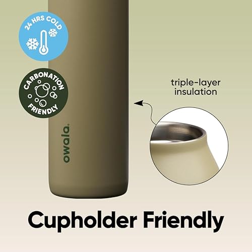 Miniatura 3 de Owala FreeSip Twist - Botella de agua aislada de acero inoxidable con pajilla para deportes y viajes, sin BPA, 24 onzas, gris pardo (Off Road)