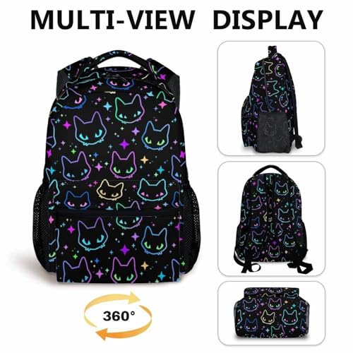 Girls Backpack, Cat Bacpacks for Kids School Toddler, Primary, Kindergarten, Senior, 17 Inch Durable Comfort Black Cat Bookbag for School Travel4
