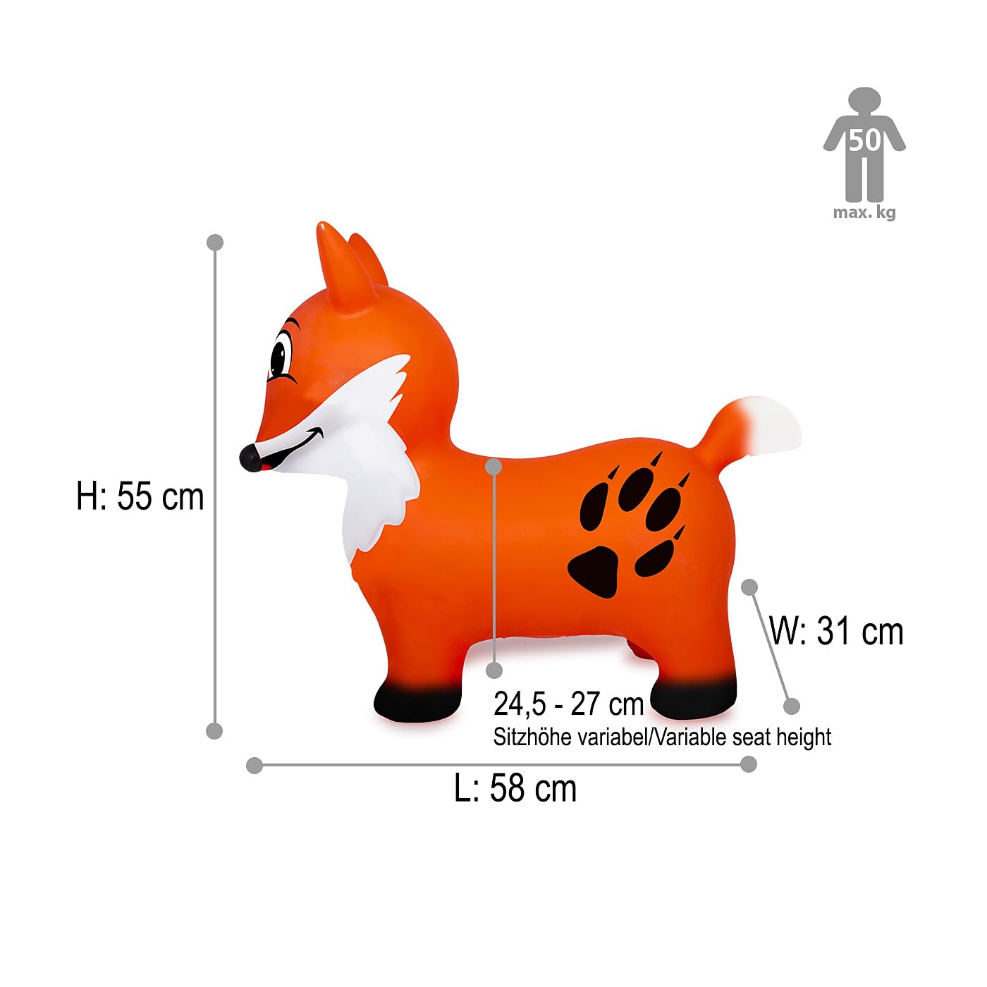 JAMARA 466006 HoppyDoo Interior y Exterior, Regalo para niños, Inflable, Juguete de jardín, fácil de Limpiar, sin BPA, con Bomba, Color Naranja