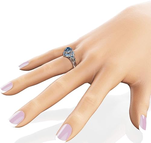 Miniatura 6 de Anillo de plata de ley 925 con circonita cúbica brillante, flor de zafiro, anillo de diamantes para mujer, hallazgos de joyería, pendientes de