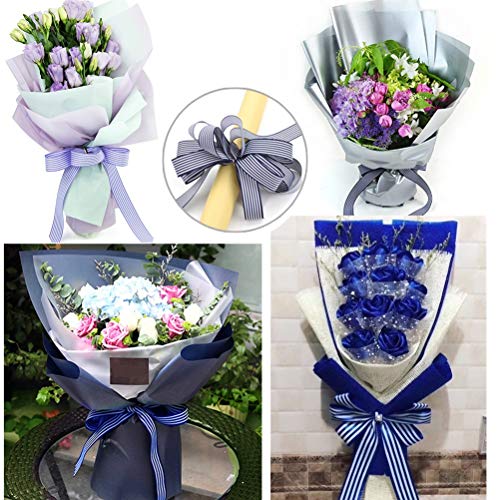 Blue And White Striped Ribbon,Blue Taffy Grosgrain Ribbon 1 Inch Christmas Gift Wrap Ribbon For Diy Hair Bow Scrapbooking Party Wedding Holiday Decoration Crafts 25 Yards #TOP3