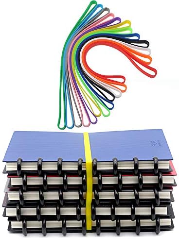 BlueXP 12 Pack Silicone Rubber Bands Colourful Rubber Wrapping Bands 12 Colour Books Binding Belt Durable Elastic Rubber Ring for Books Art Office Supply File Folders
