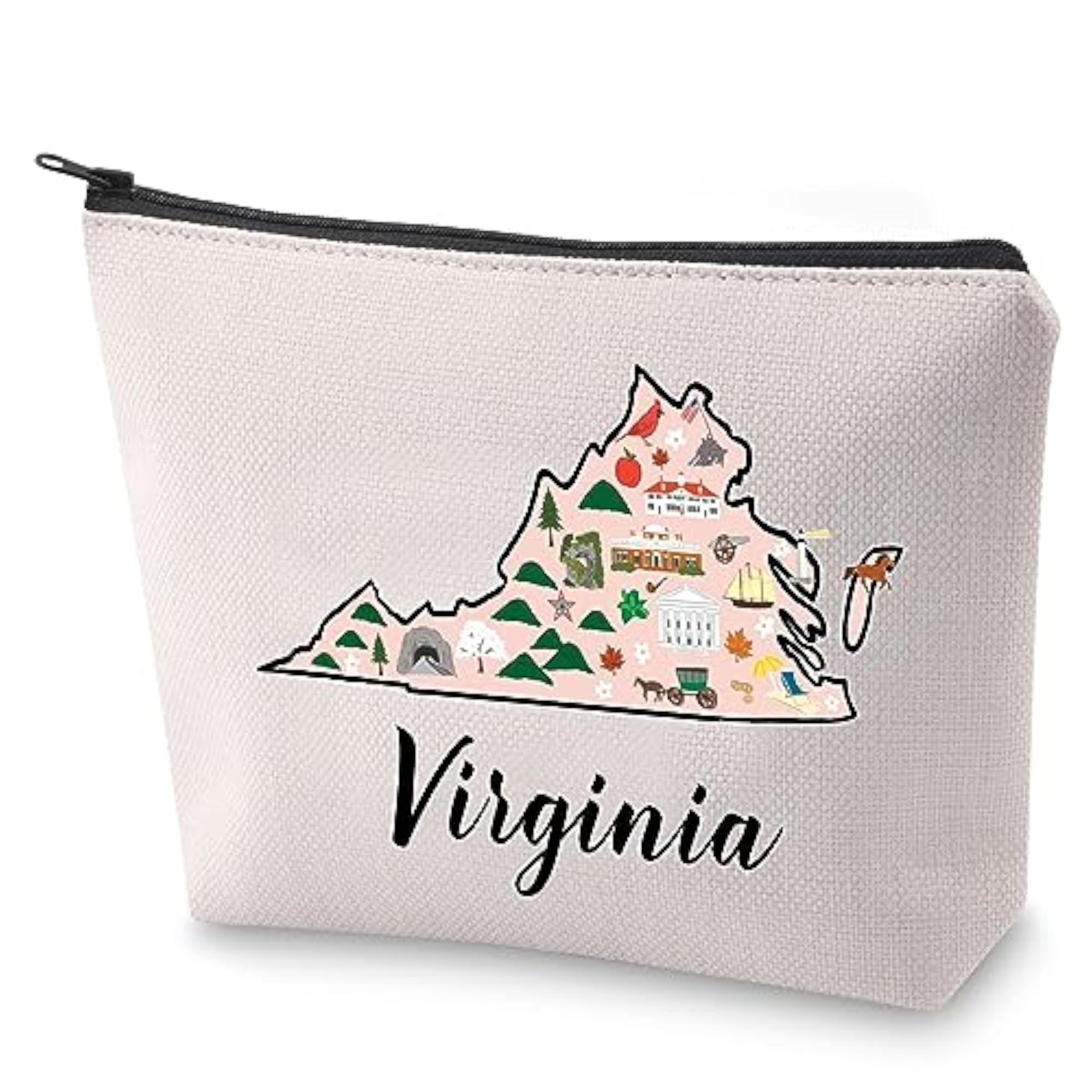 Virginia Locale Cosmetic Bag with Virginia Map Design