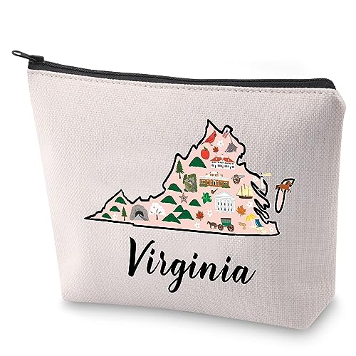 BLUPARK Bolsa de cosméticos Virginia Locale Born in Virginia Gift Virginia Travel Makeup Bag Virginia Map Gift, Virginia