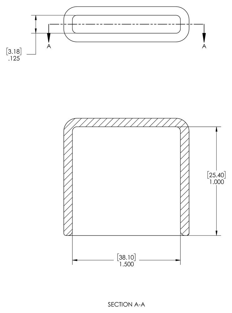 Caplugs 99390521 Plastic Rectangular Finishing Cap with Flat End Grip. VRF-125X1500-16, Vinyl, Length 1.000